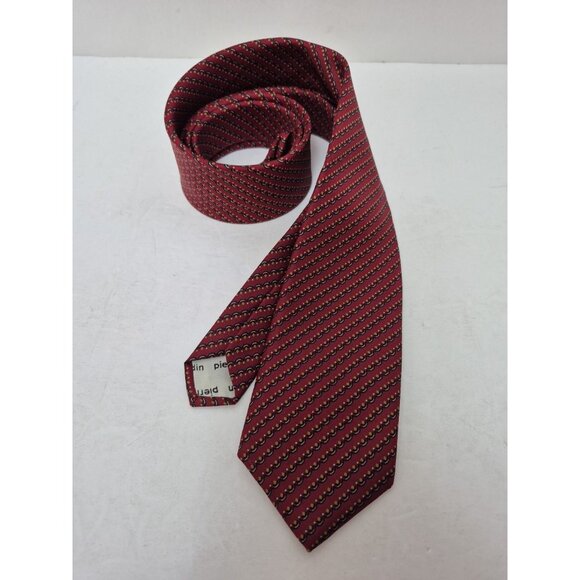 Vintage Pierre Cardin Neck Tie From Bullocks Burgundy Rep Narrow 100% Silk - Picture 1 of 9
